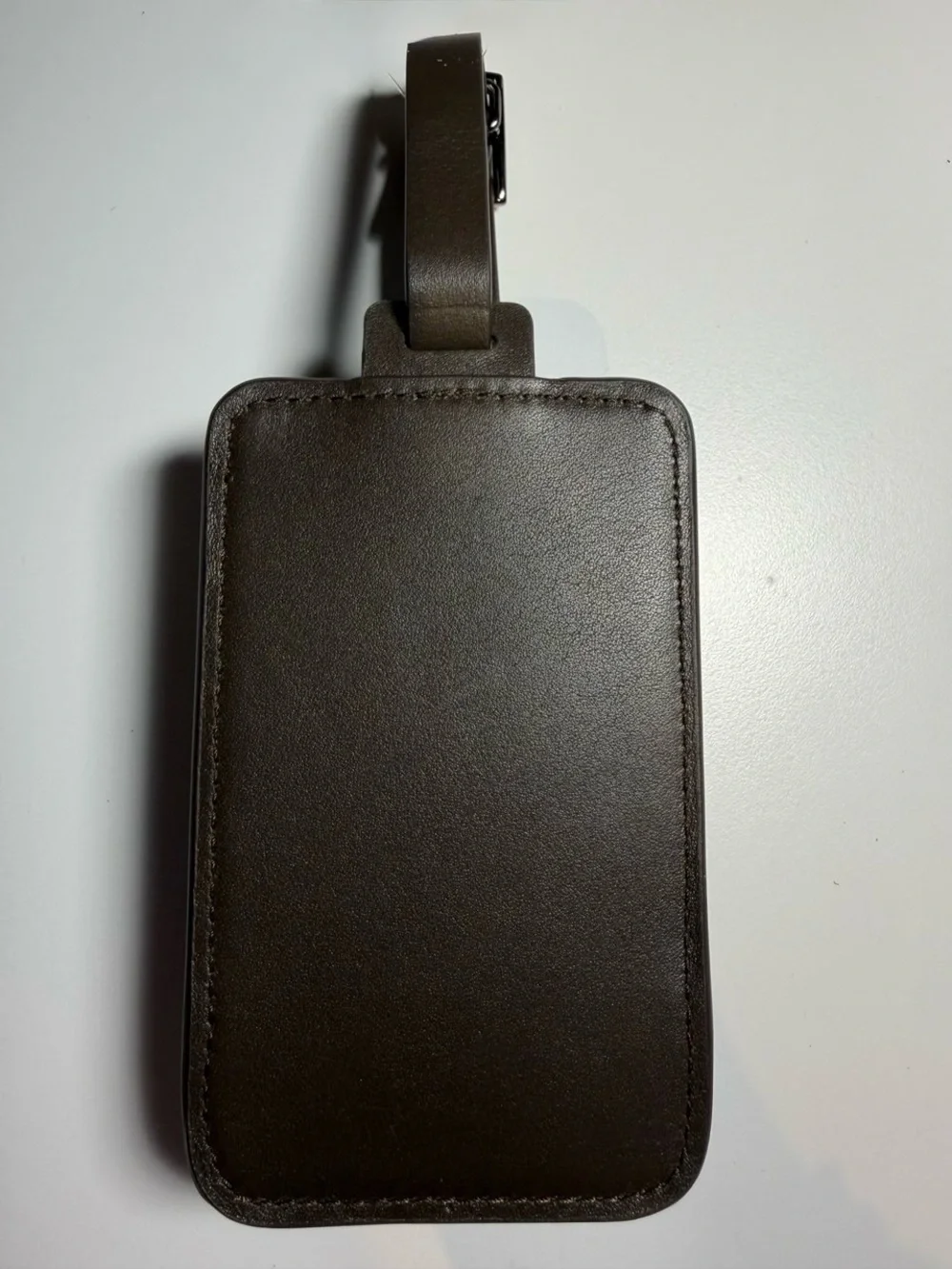 Tumi Dark Brown Leather Earbuds Travel ID Hangtag with Strap